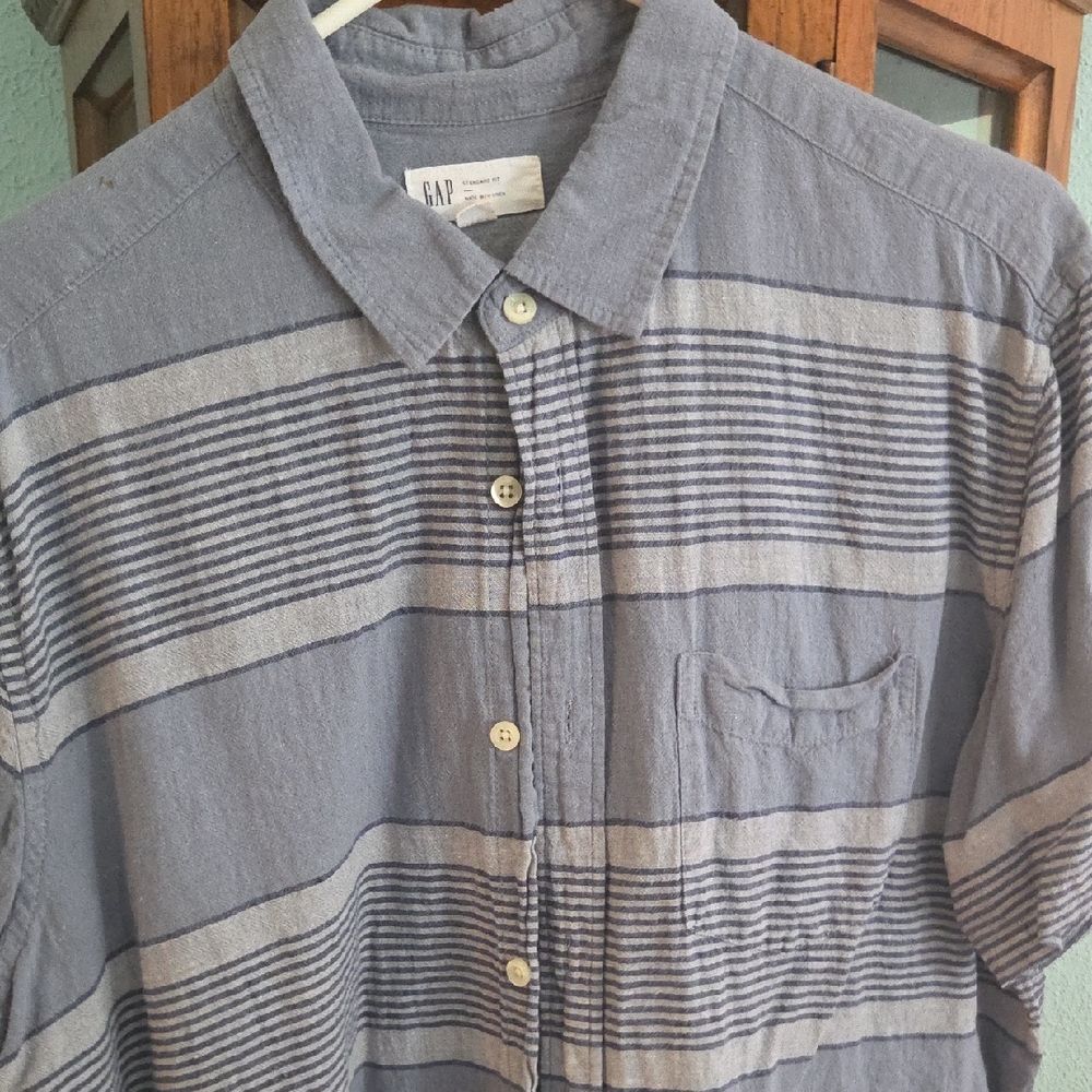 GAP Blue Casual Button Down Shirt with Point Collar
